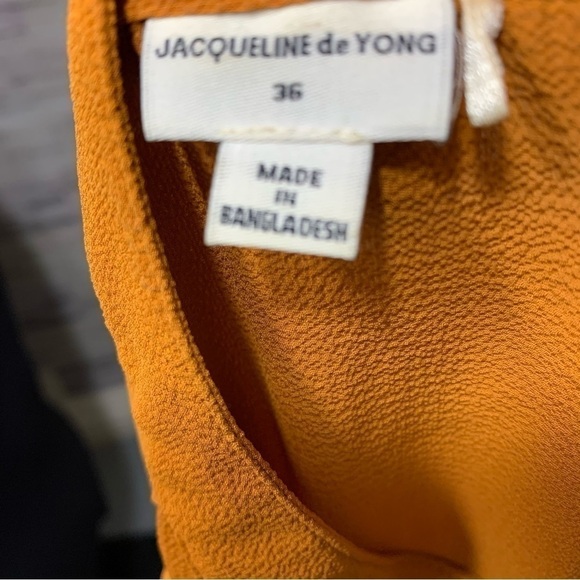 Jacqueline De Yong Rusty Orange Crepe Blouse Mandarin Collar Long Sleeves 36 EU - Picture 7 of 14